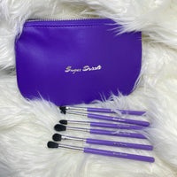 Purple 6pc Sugar Drizzle Pro Eyeshadow Brush Set with Makeup Bag